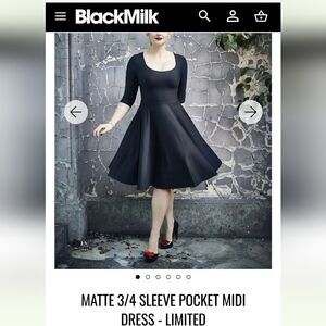 Blackmilk Matte 3/4 Sleeve Pocket Midi Dress - Limited (S)